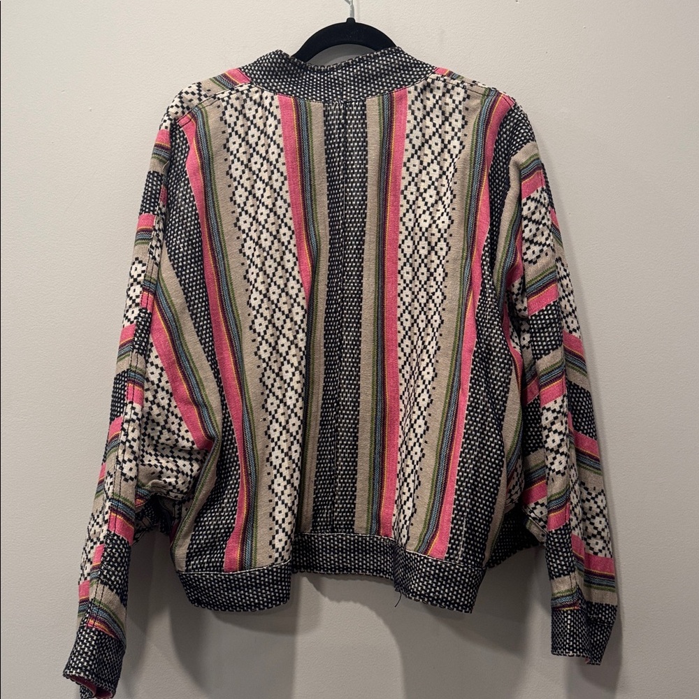 Free People Pink Multi Striped Dolman jacket Open-Front - Picture 7 of 8